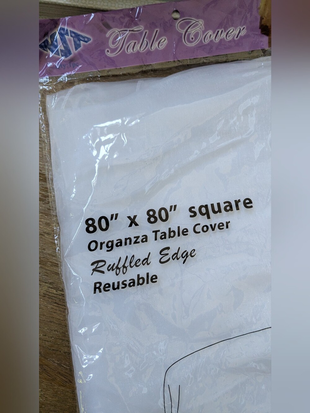 Source Unknown White Organza Table Cover with Ruffled Edge